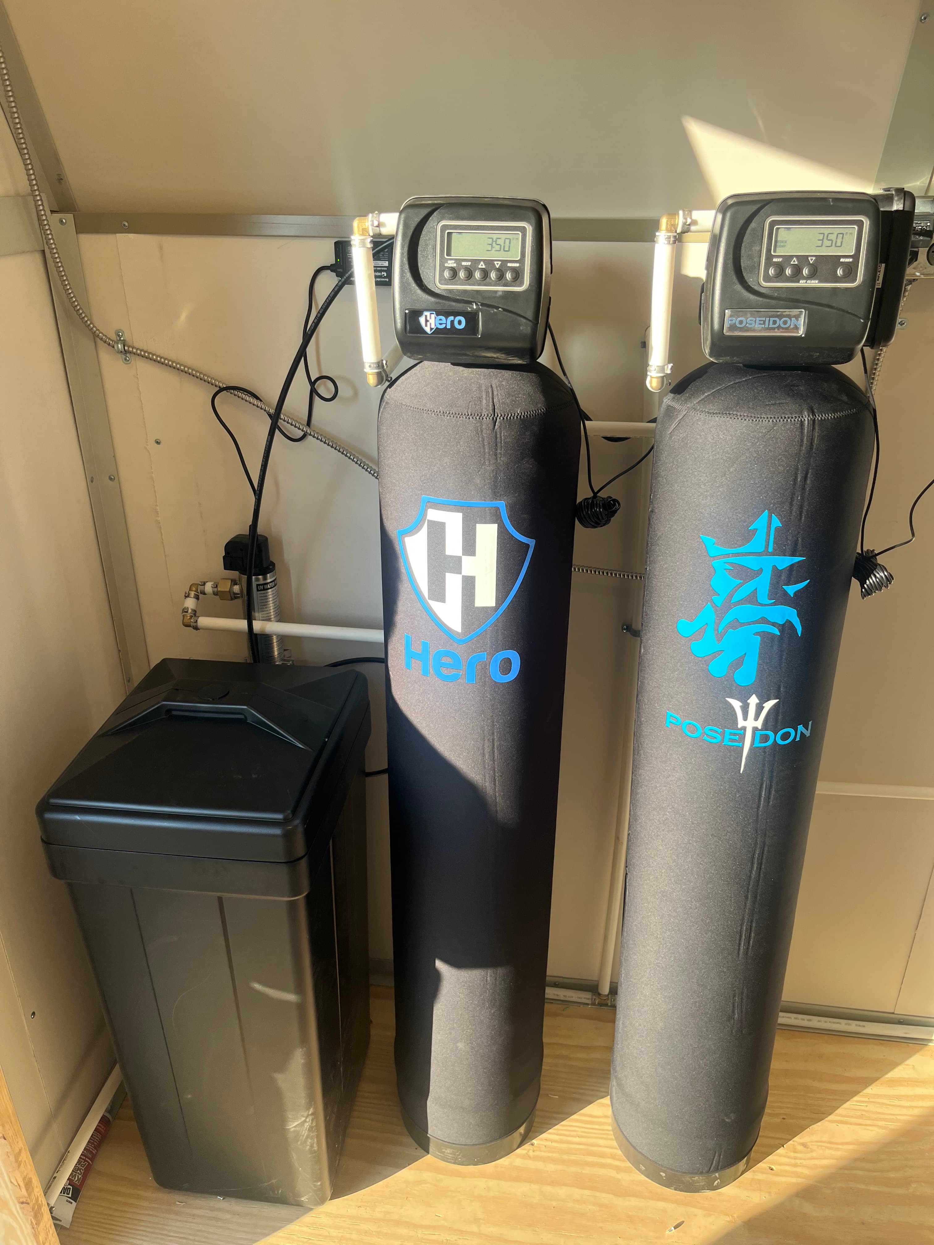 Hero and Poseidon water softener and iron filter installation