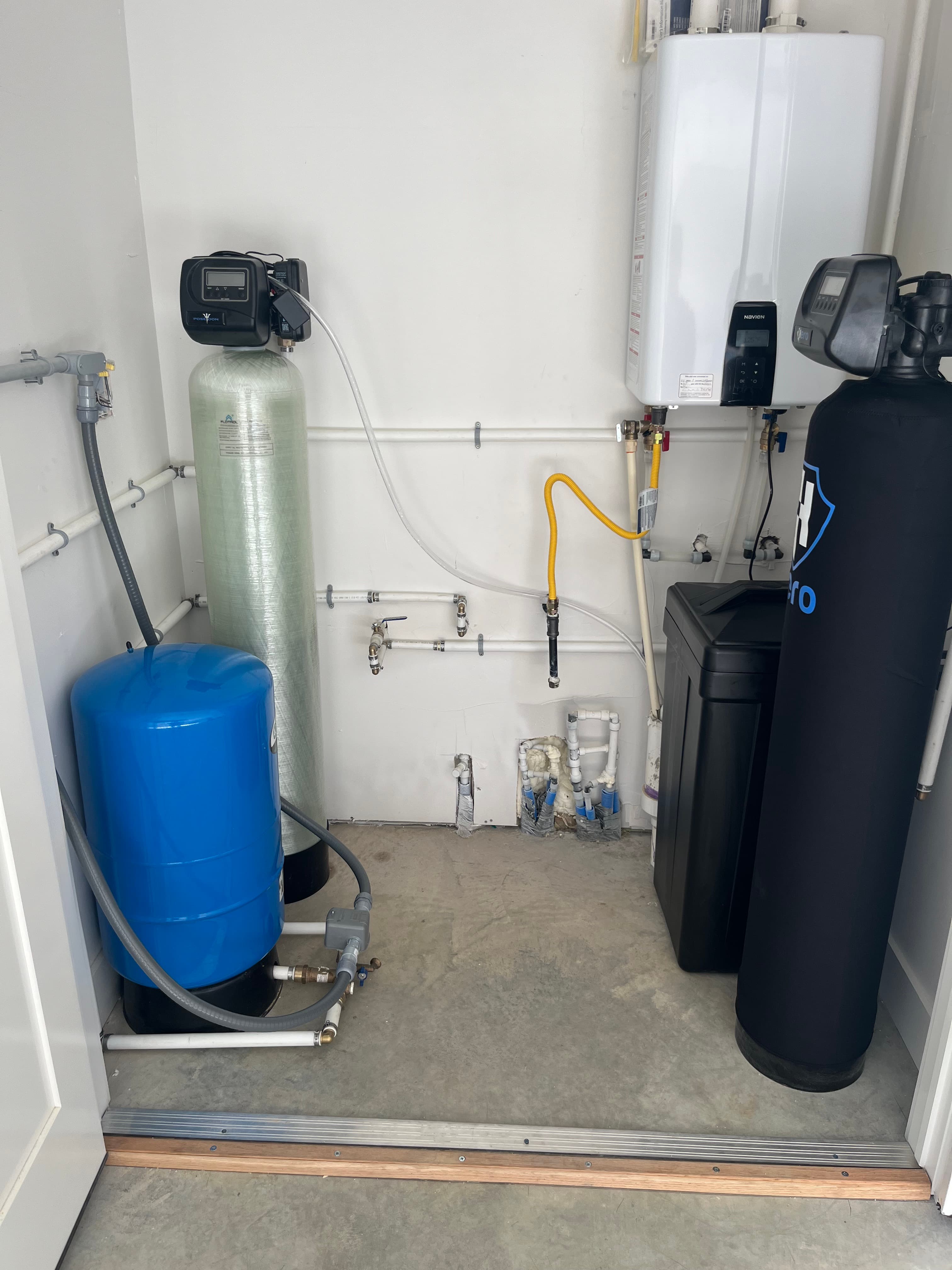 Storage tanks and filtration equipment setup
