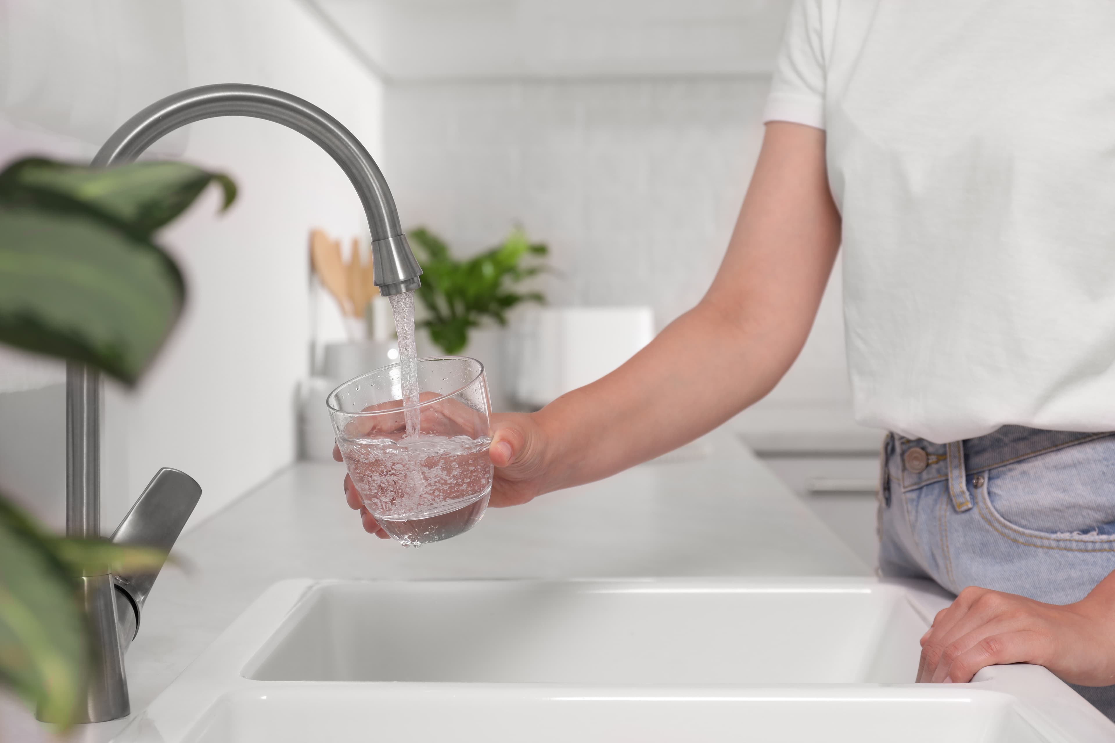 Clean filtered water from kitchen tap